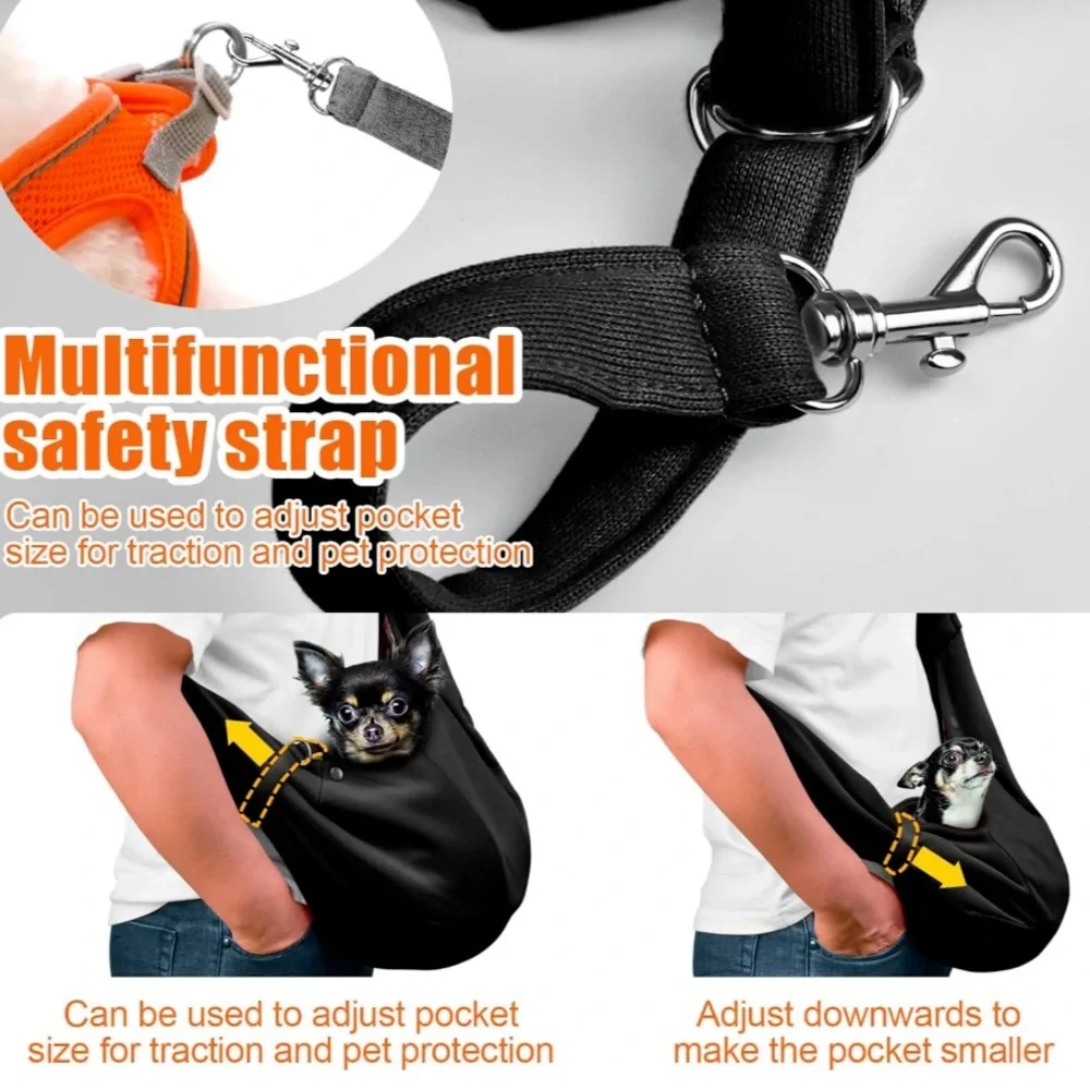 Tomkas Small Dog Sling Puppy Carrier Adjustable/Reversible Strap/Zip Pocket Sz:S
